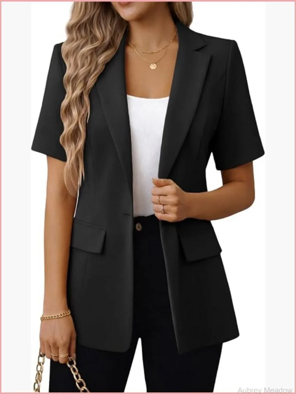 Short Sleeve Blazer - Fully Lined Lightweight Open Front Work Casual